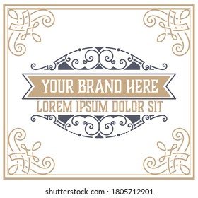 Old label with floral details. Elements by layers.