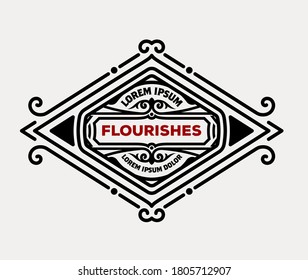 Old label with floral details. Elements by layers.