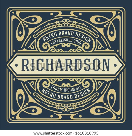 Old label with floral details. Elements by layers.
