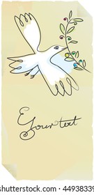 old label peace bird with olive
