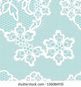 Old lace background, ornamental flowers. Vector realistic texture. Seamless pattern. Eps 8