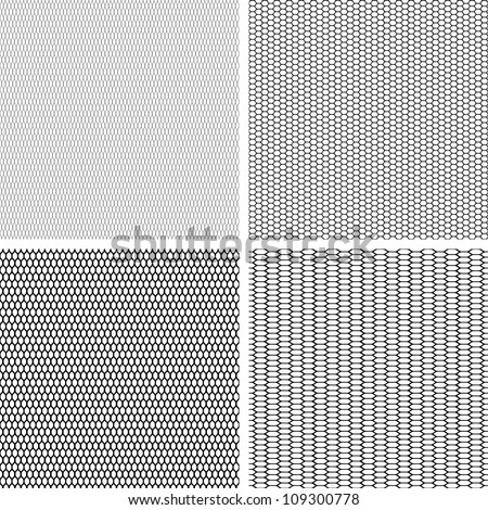 Old lace background, set of 4 seamless pattern. Vector texture.