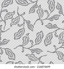 Old lace seamless pattern with ornamental flowers.