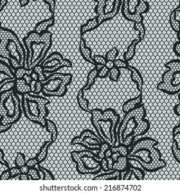 Old lace seamless pattern with ornamental flowers.
