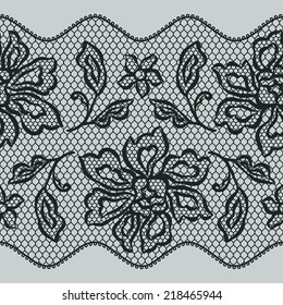 Old lace seamless pattern with ornamental flowers.