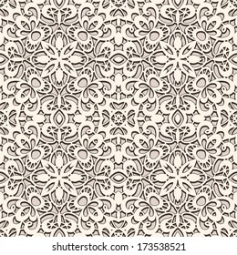 Old lace texture, vintage background, seamless vector pattern