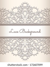 Old lace vector background with seamless ornate borders