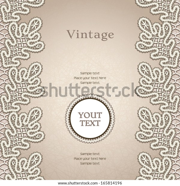 Old lace, vertical vector background with\
seamless borders