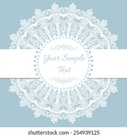 Old lace vintage background. Template card with lace napkin. Lace Doily. Can be used for packaging, wedding, invitations, Valentine's Day decoration or other celebrations, bag template, prints.