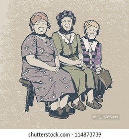 old lady characters vector illustration