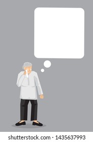 Old lady with a giant empty speech bubble. Isolated vector illustration.