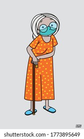 Vieja anciana con máscara