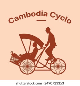 Old lady on cyclo silhouette 