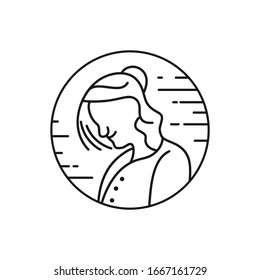 Diseño del logo de esquema de la anciana
