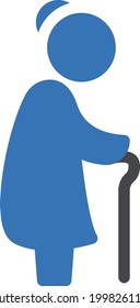 old lady vector glyph colour icon