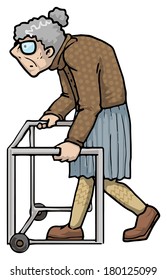 Old lady, vector illustration
