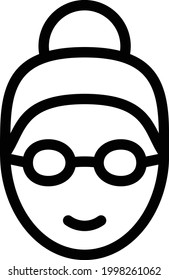 old lady vector thin line icon