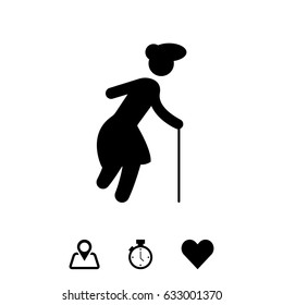 Old Lady walking icon illustration isolated vector sign symbol