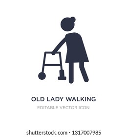 old lady walking icon on white background. Simple element illustration from People concept. old lady walking icon symbol design.