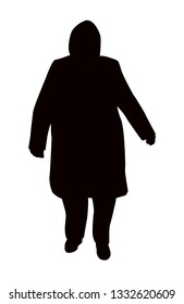 an old lady walking, silhouette vector