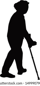 an old lady walking silhouette vector