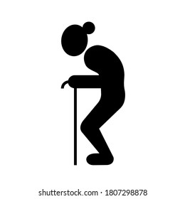 Old lady  and walking stick