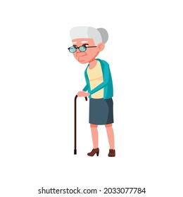 Old Lady Walking Stick Outdoor Cartoon Stock Vector (Royalty Free ...