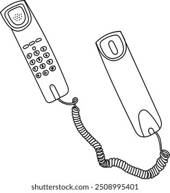 Old landline telephone line art vector illustration