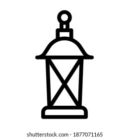 Old lantern linear editable vector icon isolated on white background