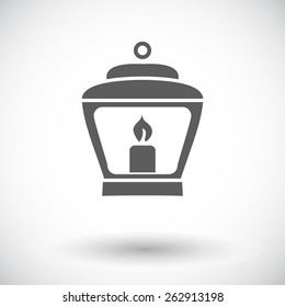 Old lantern. Single flat icon on white background. Vector illustration.