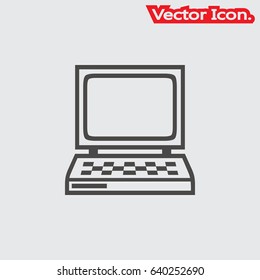 Old laptop icon isolated sign symbol and flat style for app, web and digital design. Vector illustration.