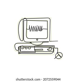 old laptop illustration icon vector continuous line