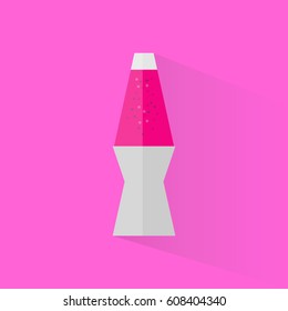 Old lava lamp on flat style with shadow. Pink color