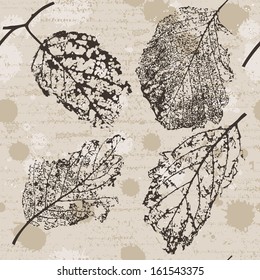 Old leaf, vintage retro grunge seamless background