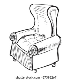 Old leather armchair.
