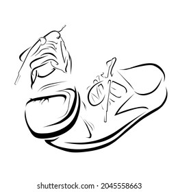 old leather shoes vector illustration.