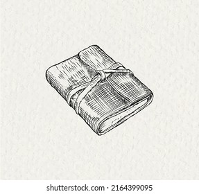Ein altes, ledergebundenes Tagebuch. handgezeichnet