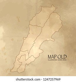 Old lebanon map with vintage paper texture vector format. vector eps10