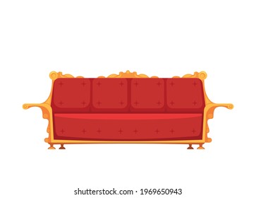 Old library interior composition with isolated image of antique sofa vector illustration