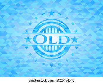 Viejo emblema de mosaico azul claro. 