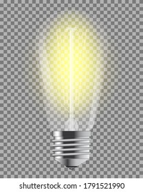 Old Light bulb. Realistic style lamp. Isolated