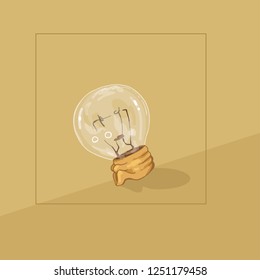 
Old light bulb. Light from a small, lively light bulb. Home decor. Lighting. Nice illustration.