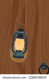 an old light with wood background 