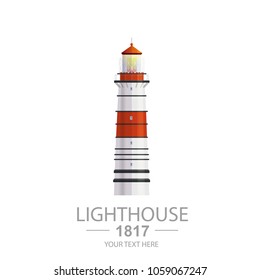 Old Lighthouse Flat Style Illustration. Logo Or Symbol Template