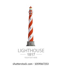 Old Lighthouse Flat Style Illustration. Logo Or Symbol Template