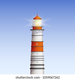 Old Lighthouse Vector Realistic Illustration 