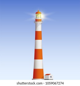 Old Lighthouse Vector Realistic Illustration 