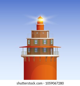 Old Lighthouse Vector Realistic Illustration 