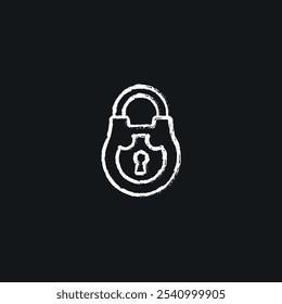 Old lock chalk icon. Thin line customizable illustration. Contour symbol. Vector isolated outline drawing.