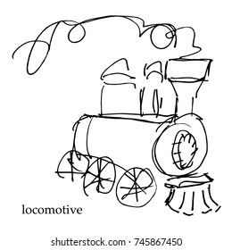 old locomotive on white background